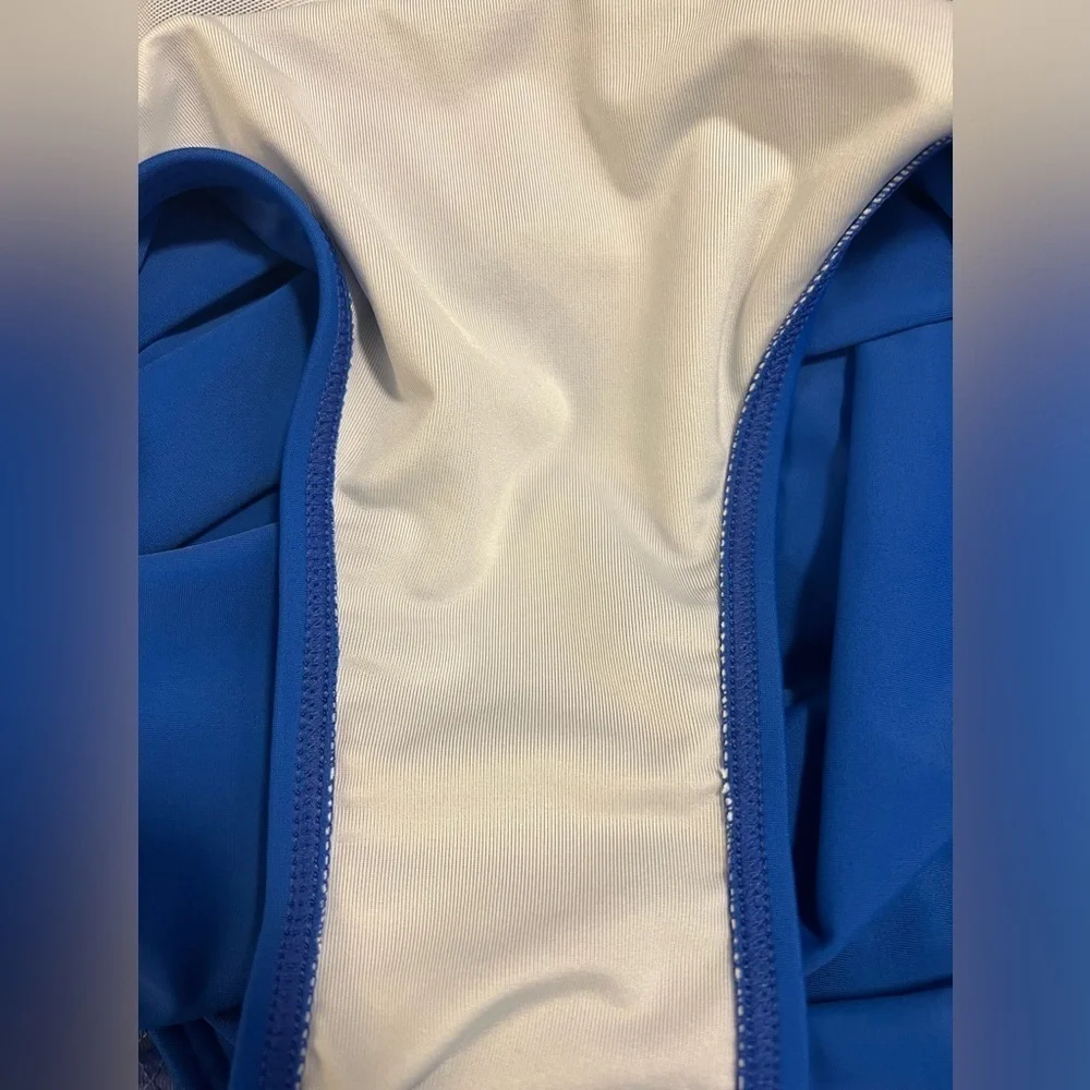 DKNY Ruffle Plunge One-Piece Swimsuit Size Women’s 12 Color Lapis Pacific Blue - Picture 7 of 10